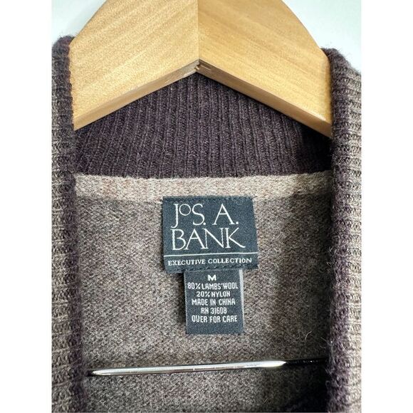 Jos A Bank Sweater Mens Argyle Lamb’s Wool Executive Collection Size Medium Brow - Picture 6 of 7